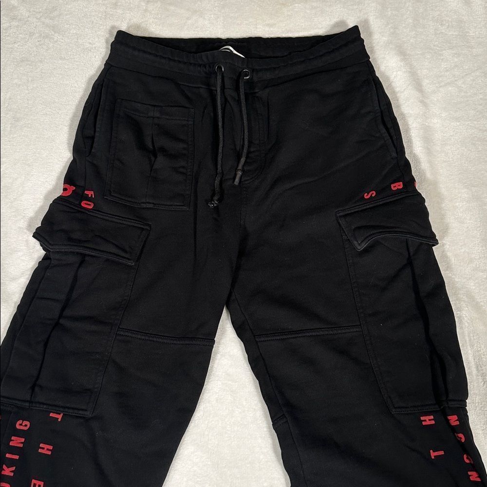 McQ Alexander McQueen Alex Cargo Black and Red Sweatpants.